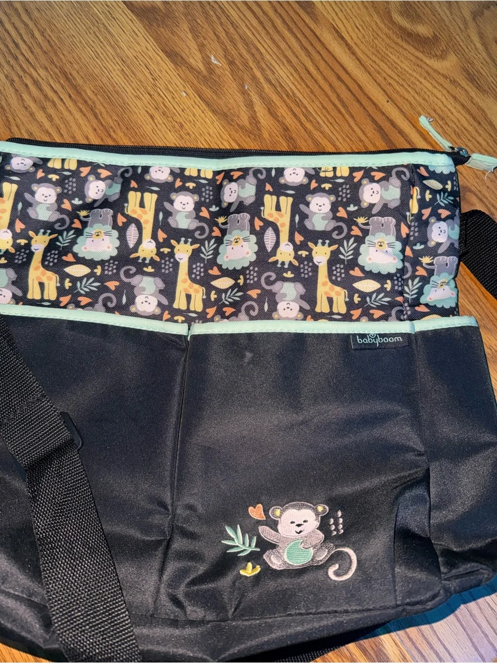 Baby Boom diaper baby crossbody bag with animals monkey, giraffe, lion